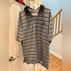 Adidas Black and Gray Polo Shirt with Classic Stripes